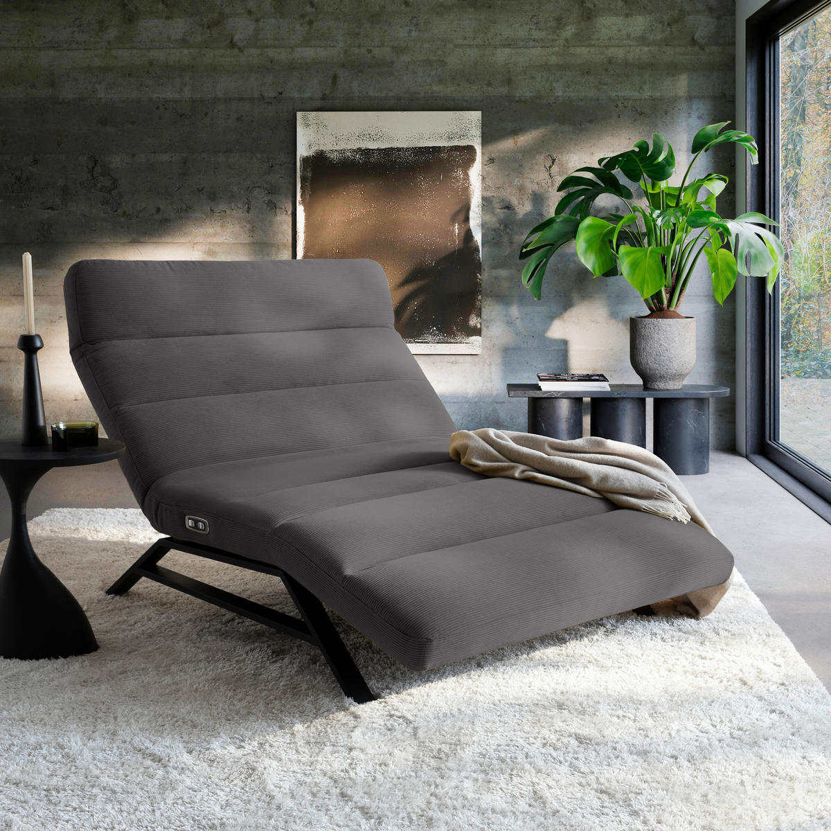 RELAXLIEGE Feincord Mokka  - Schwarz/Mokka, Design, Textil/Metall (120/54-113/158-198cm) - Pure Home Lifestyle