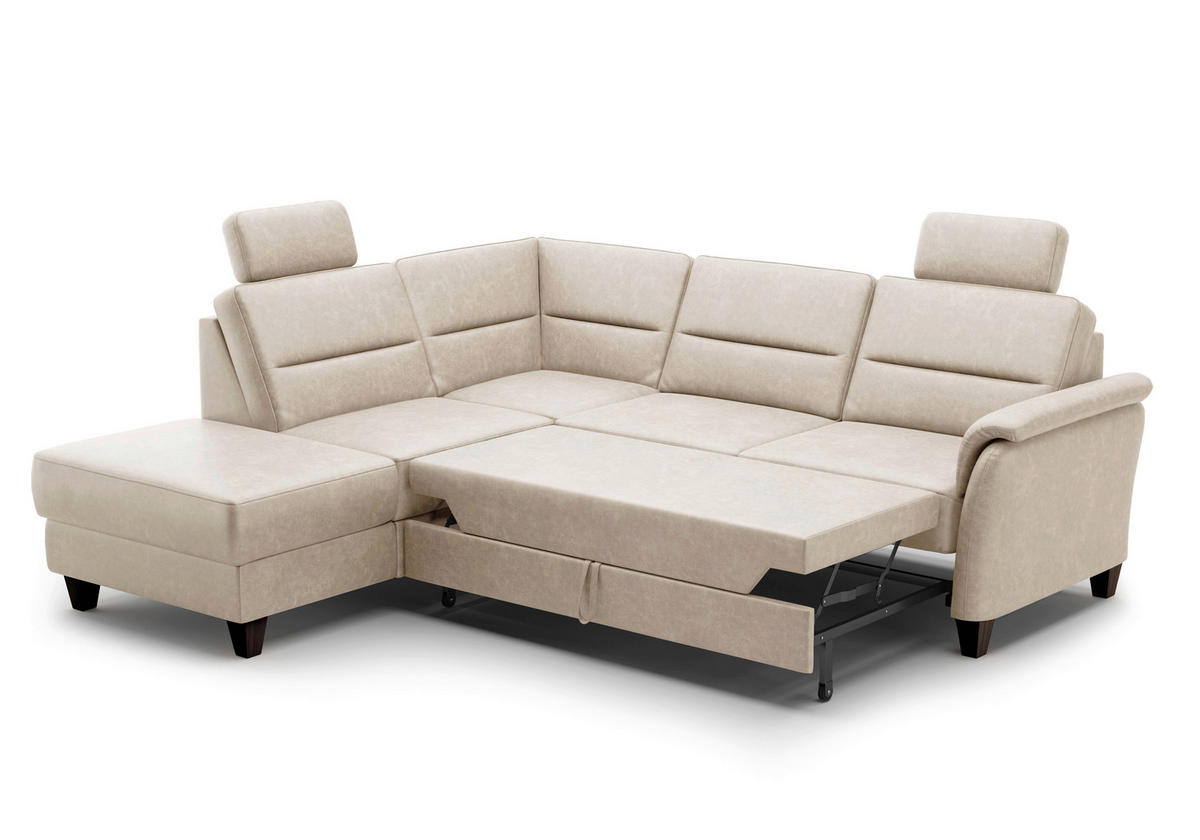 ECKSOFA PALMERA V Beige Mikrofaser  - Wengefarben/Beige, KONVENTIONELL, Holz/Textil (212/236cm) - Sit & More