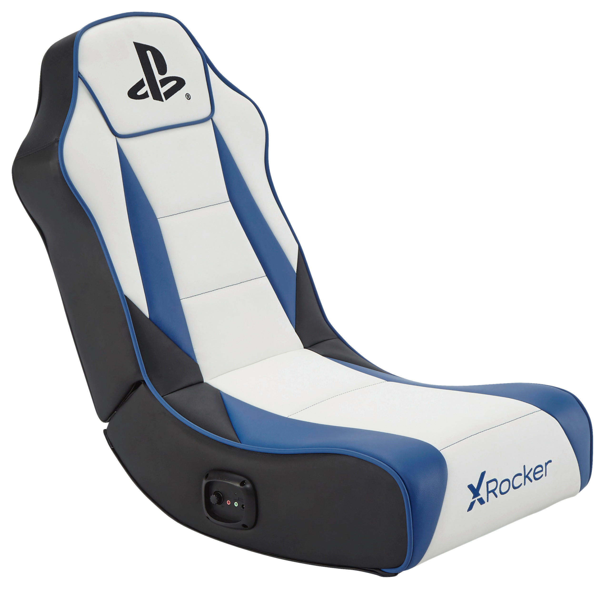 GAMINGSESSEL  in Blau, Schwarz, Weiß  - Blau/Schwarz, MODERN, Leder/Holzwerkstoff (42/68/74cm) - X Rocker
