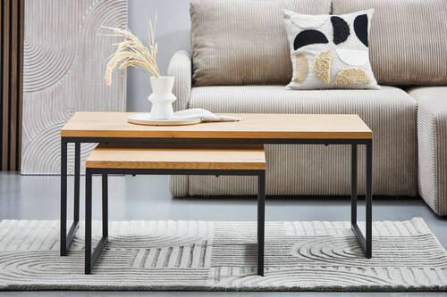 COUCHTISCH in Metall, Holzwerkstoff  - Eichefarben/Schwarz, Design, Holzwerkstoff/Metall (110/60/45/38/60/60cm) - PBJ