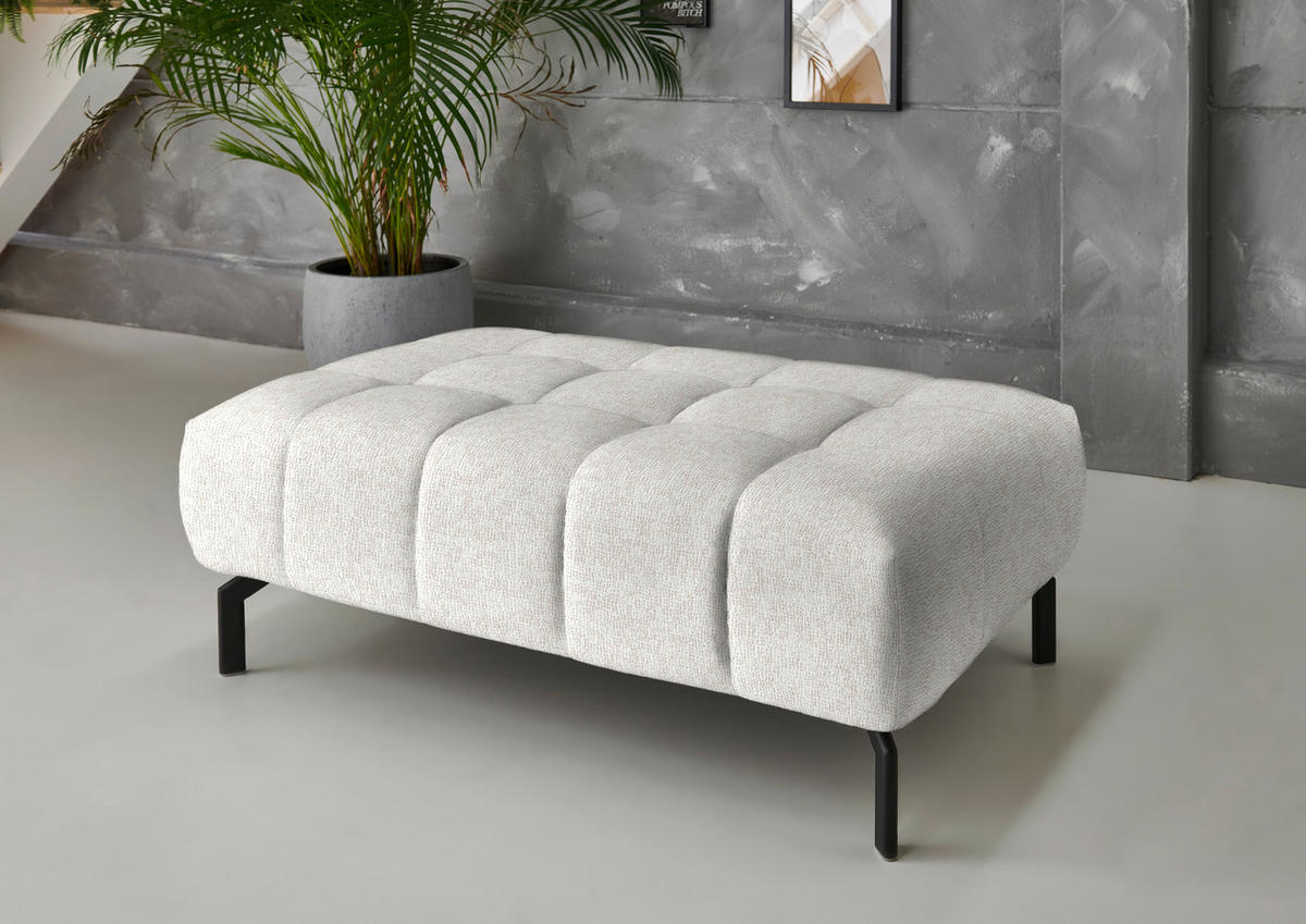 ECKSOFA in Chenille Beige  - Beige/Schwarz, Design, Textil/Metall (222/323cm) - Beldomo Style