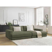 BIGSOFA LEONARD Cord Hellgrün  - Schwarz/Hellgrün, MODERN, Kunststoff/Textil (274/77/159cm)