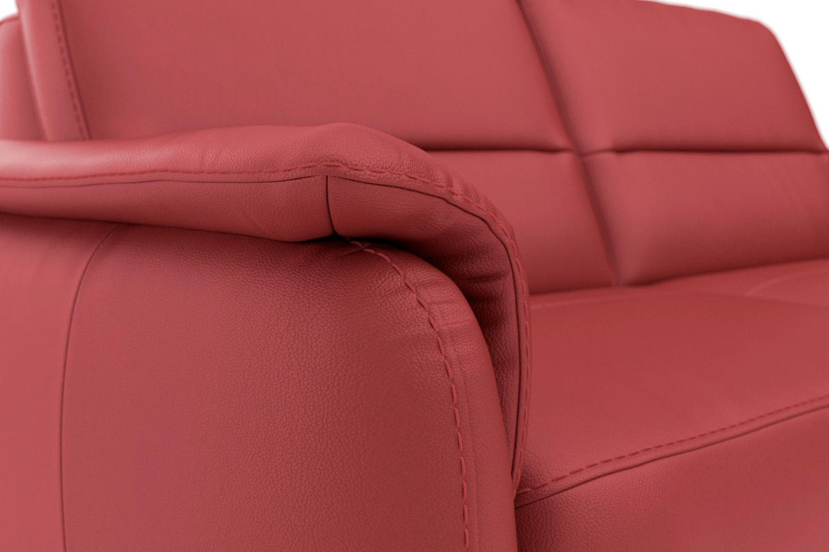 3-SITZER-SOFA PALMERA E Echtleder Rot  - Eichefarben/Rot, Basics, Leder/Holz (179/89/89cm) - Sit & More