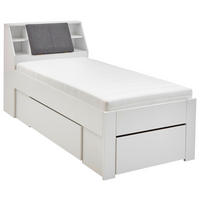 STAURAUMBETT 90/200 cm  in Weiß  - Weiß/Grau, KONVENTIONELL, Holzwerkstoff (90/200cm) - Boxxx