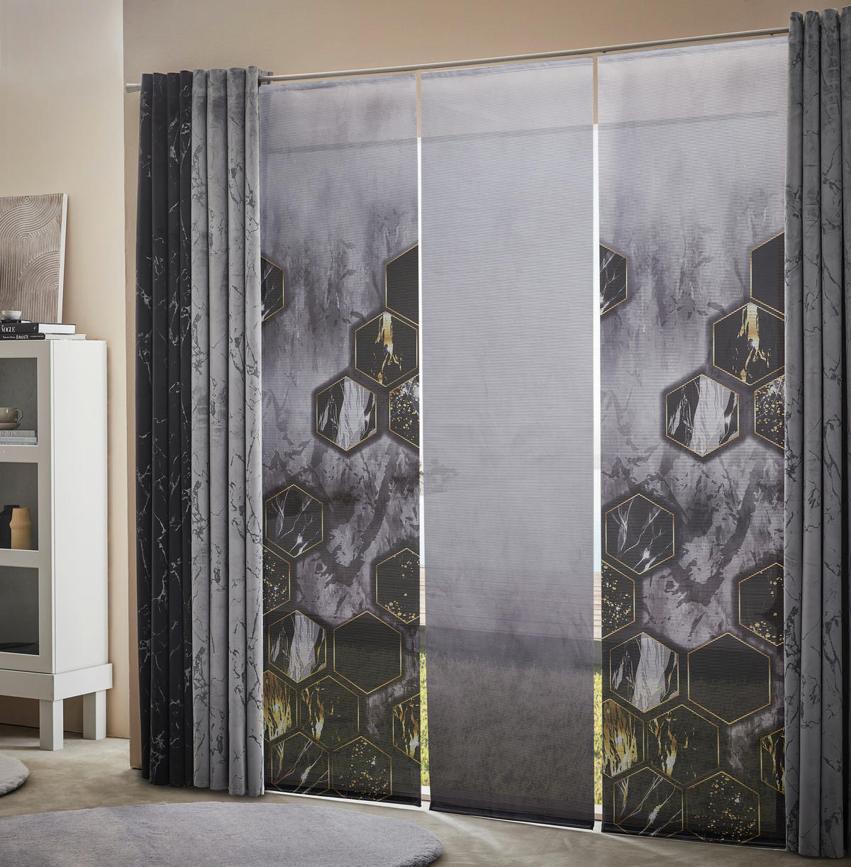 FLÄCHENVORHANG   halbtransparent   60/245 cm  - Anthrazit, Design, Textil (60/245cm) - Novel
