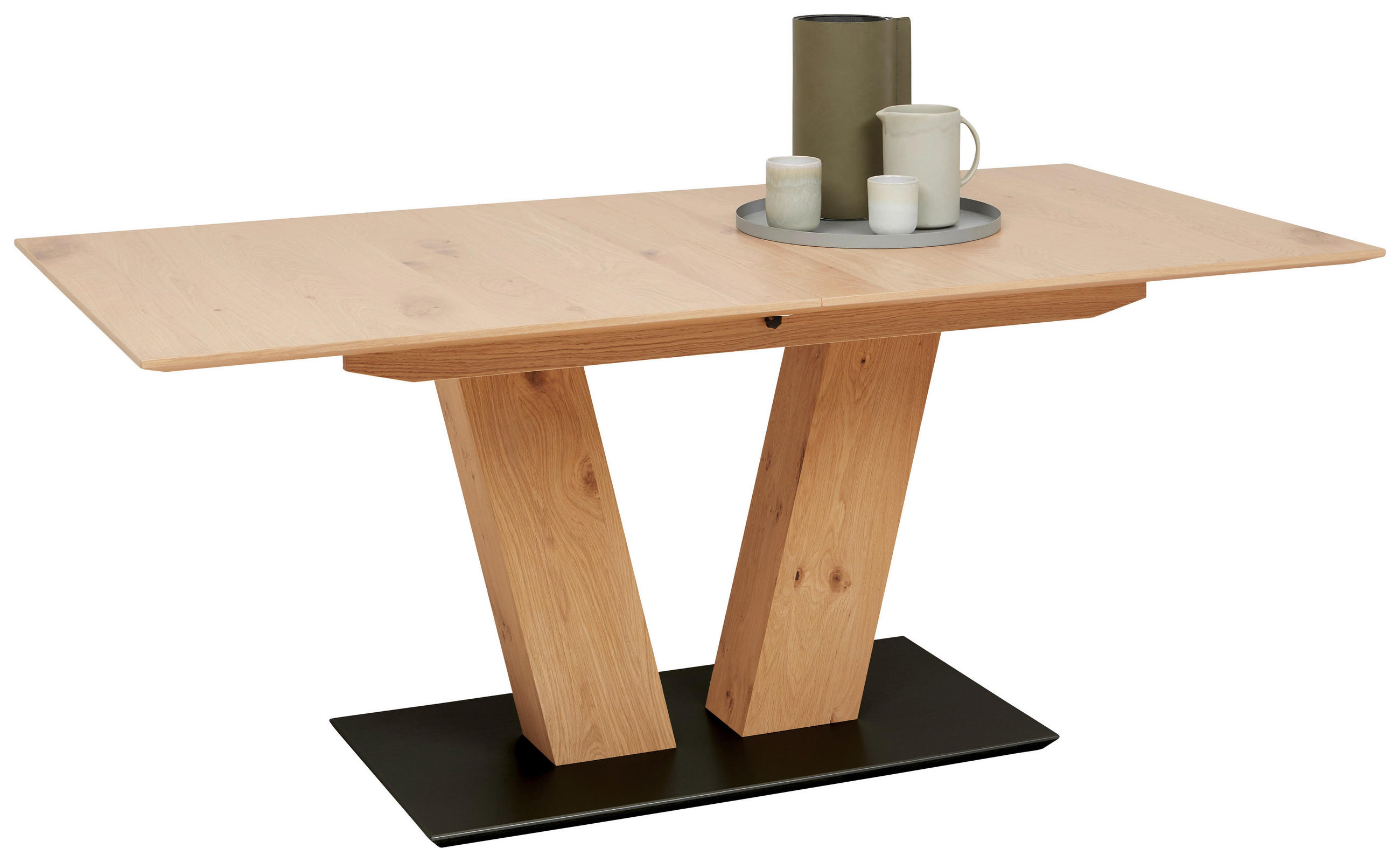 Dieter Knoll Esstisch Schwarz, 90x75x180-220 cm