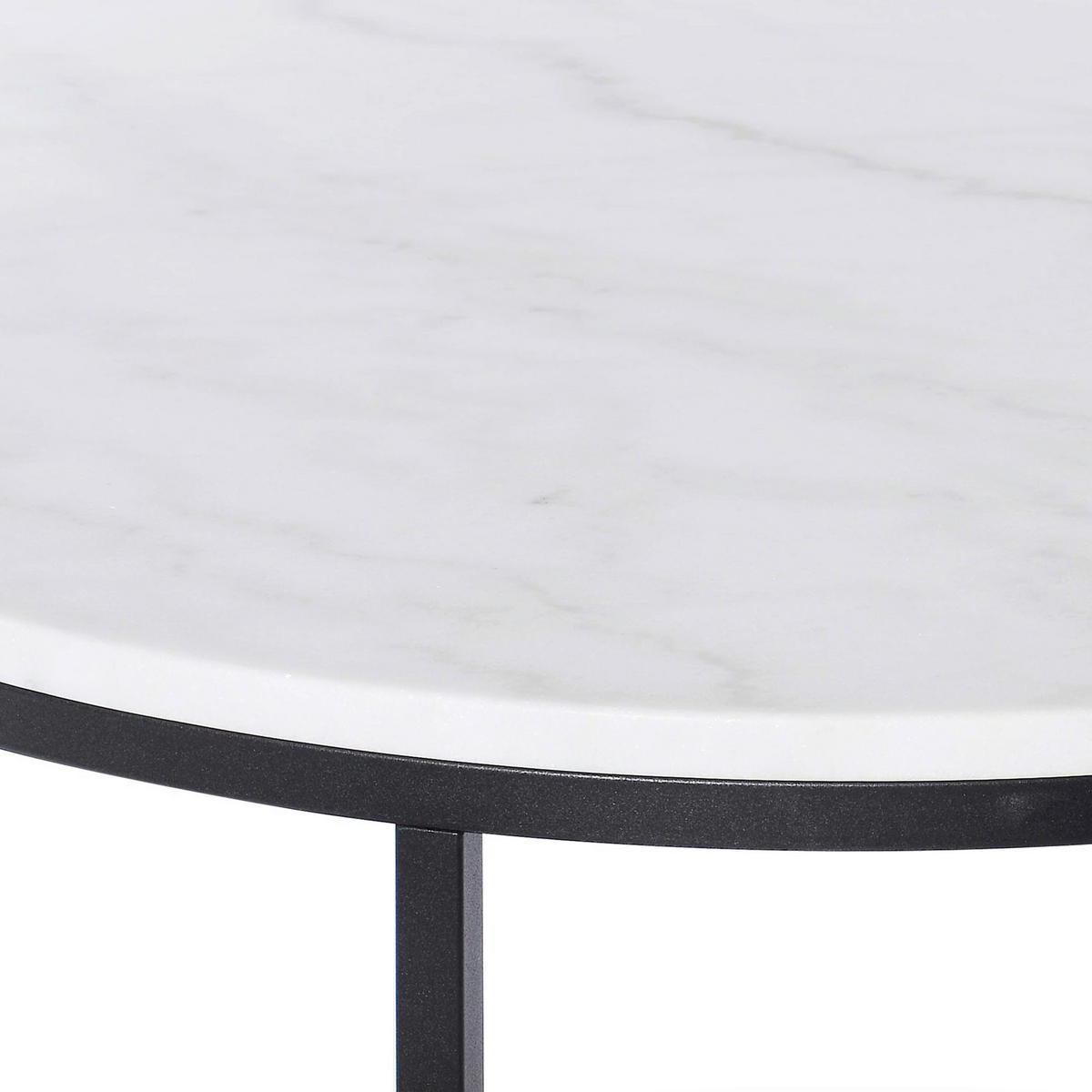 COUCHTISCH 85/85/48 cm rund Schwarz, Weiß  - Schwarz/Weiß, Design, Stein/Metall (85/85/48cm) - MID.YOU