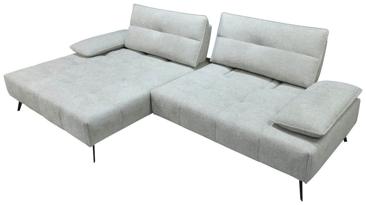 ECKSOFA Ottomane links  Greige Chenille  - Greige/Schwarz, Design, Textil/Metall (188/284cm) - Stylife