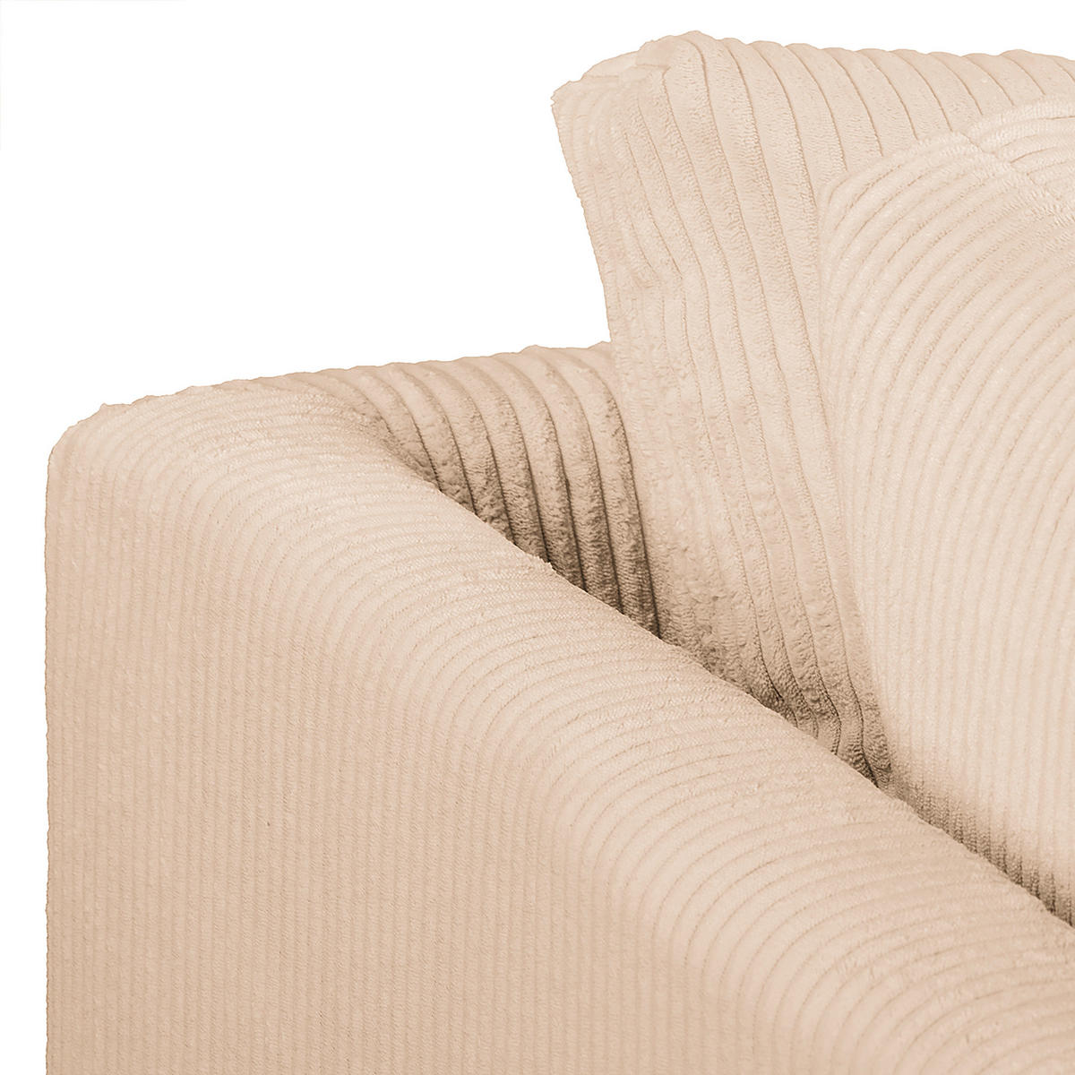 ECKSOFA inkl. Hocker Ariella Creme Cord  - Creme/Naturfarben, Design, Holz/Textil (161/231cm) - Livetastic