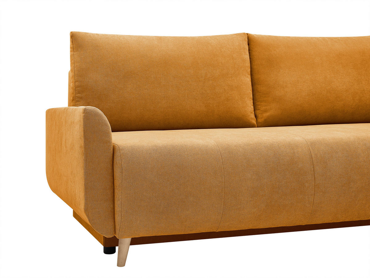 SCHLAFSOFA DUO Mikrofaser Gelb  inkl. Rückenkissen, Bettkasten, Schlaffunktion, Rücken echt  - Gelb/Naturfarben, Design, Textil (218/90/110cm) - P & B