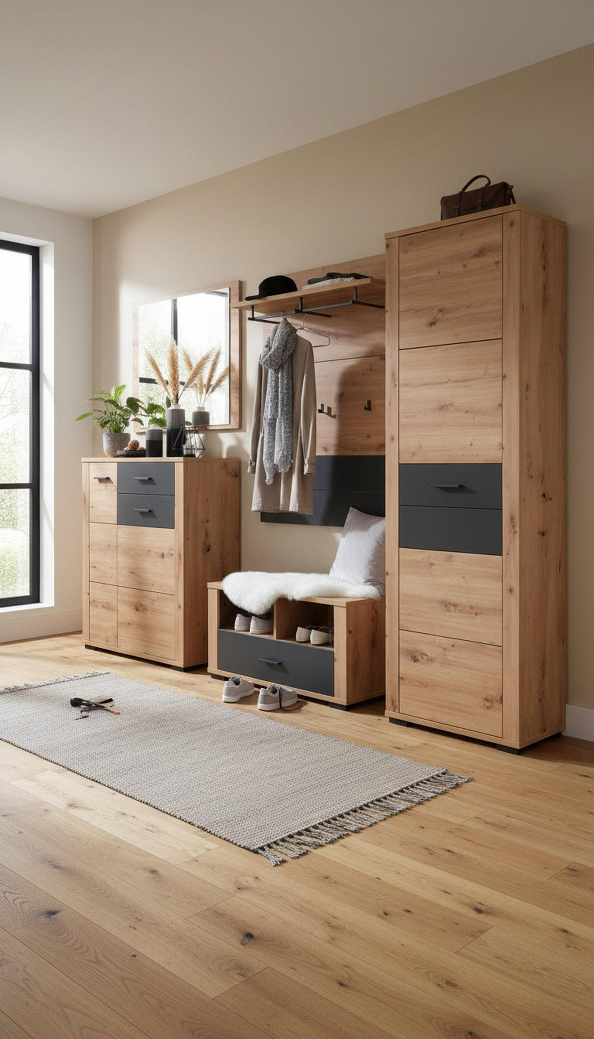 GARDEROBE  in 230/195/45 cm  - Anthrazit/Eiche Artisan, KONVENTIONELL, Holzwerkstoff (230/195/45cm) - Xora