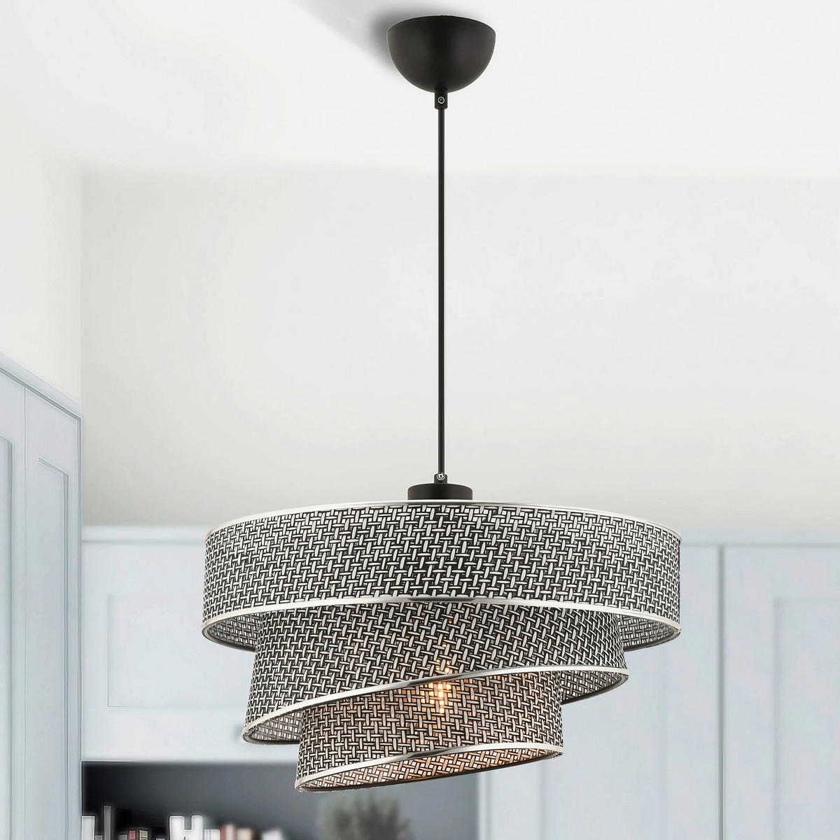ZÁVĚSNÉ SVÍTIDLO, 40/72 cm  - šedá, Design, kov/textil (40/72cm) - P & B