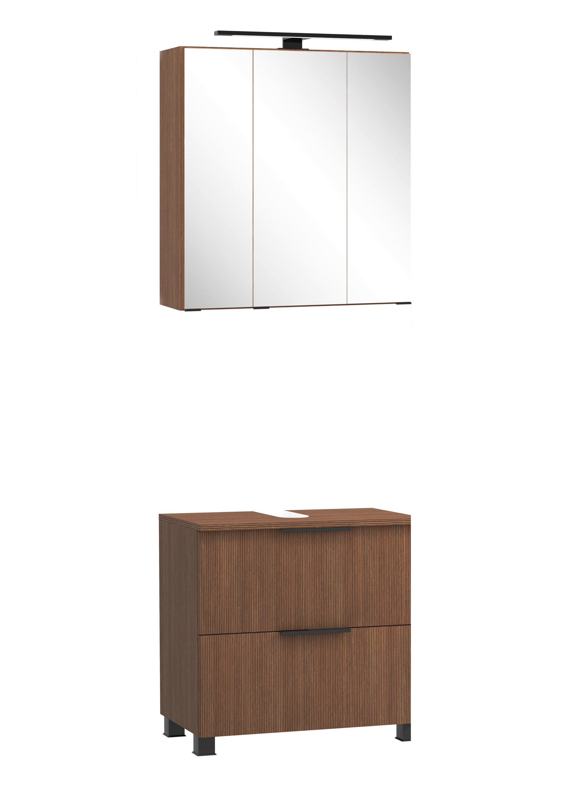 BADEZIMMER 2-teilig  in 60 cm  - Dunkelbraun/Schwarz, Natur, Glas/Holzwerkstoff (60cm) - Held