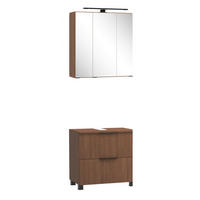 BADEZIMMER 2-teilig  in 60 cm  - Dunkelbraun/Schwarz, Natur, Glas/Holzwerkstoff (60cm) - Held