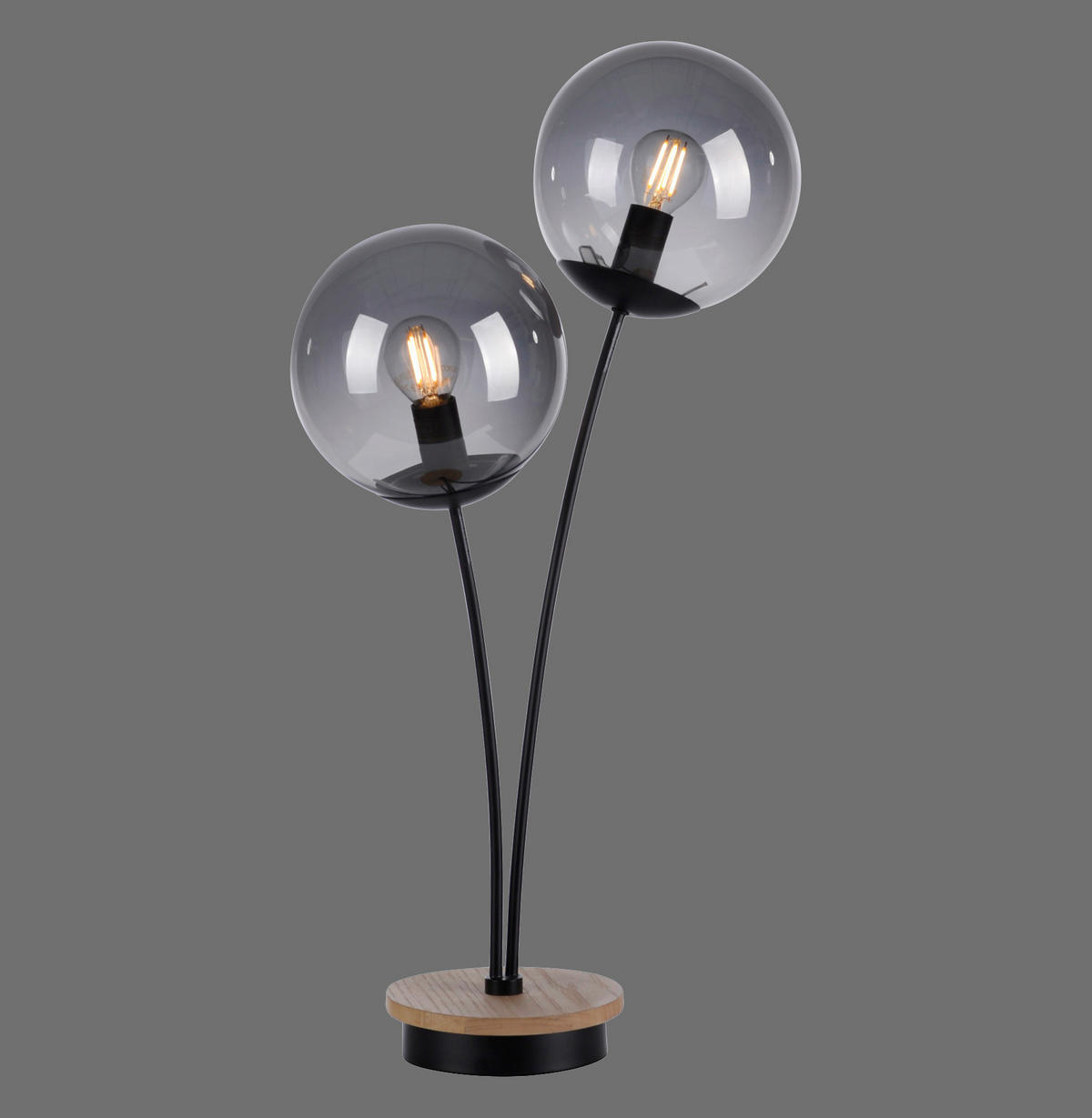 TISCHLEUCHTE 33,5/16/60 cm   - Schwarz, Natur, Glas/Holz (33,5/16/60cm)