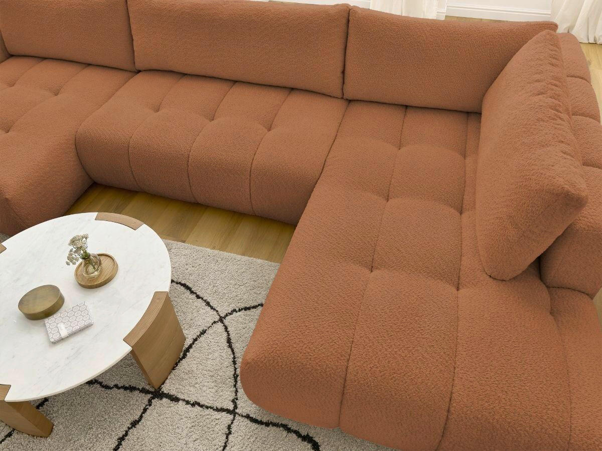 WOHNLANDSCHAFT  FUJI  Orange Bouclé  - Schwarz/Orange, MODERN, Kunststoff/Textil (160/377/204cm)