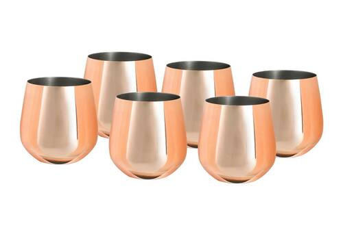 GLÄSERSET  6-teilig  - Kupferfarben, Trend, Metall (9,9cm) - Echtwerk