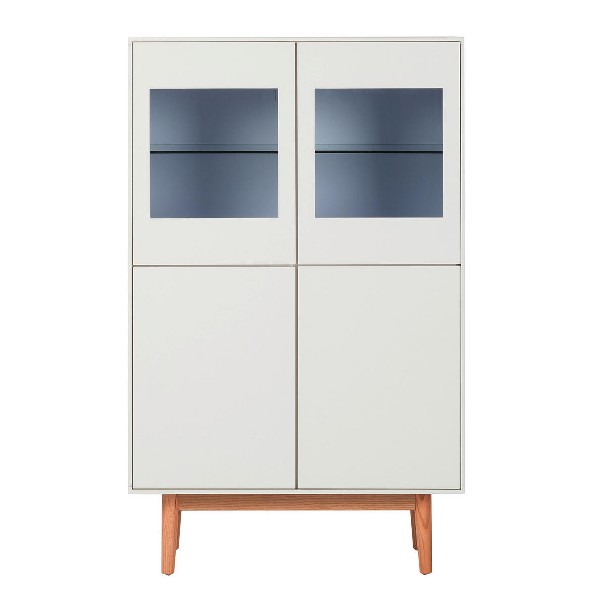 HÖG BYRÅ vit, ekfärgad  80/132/40 cm  - vit/ekfärgad, Design, trämaterial/glas (80/132/40cm)