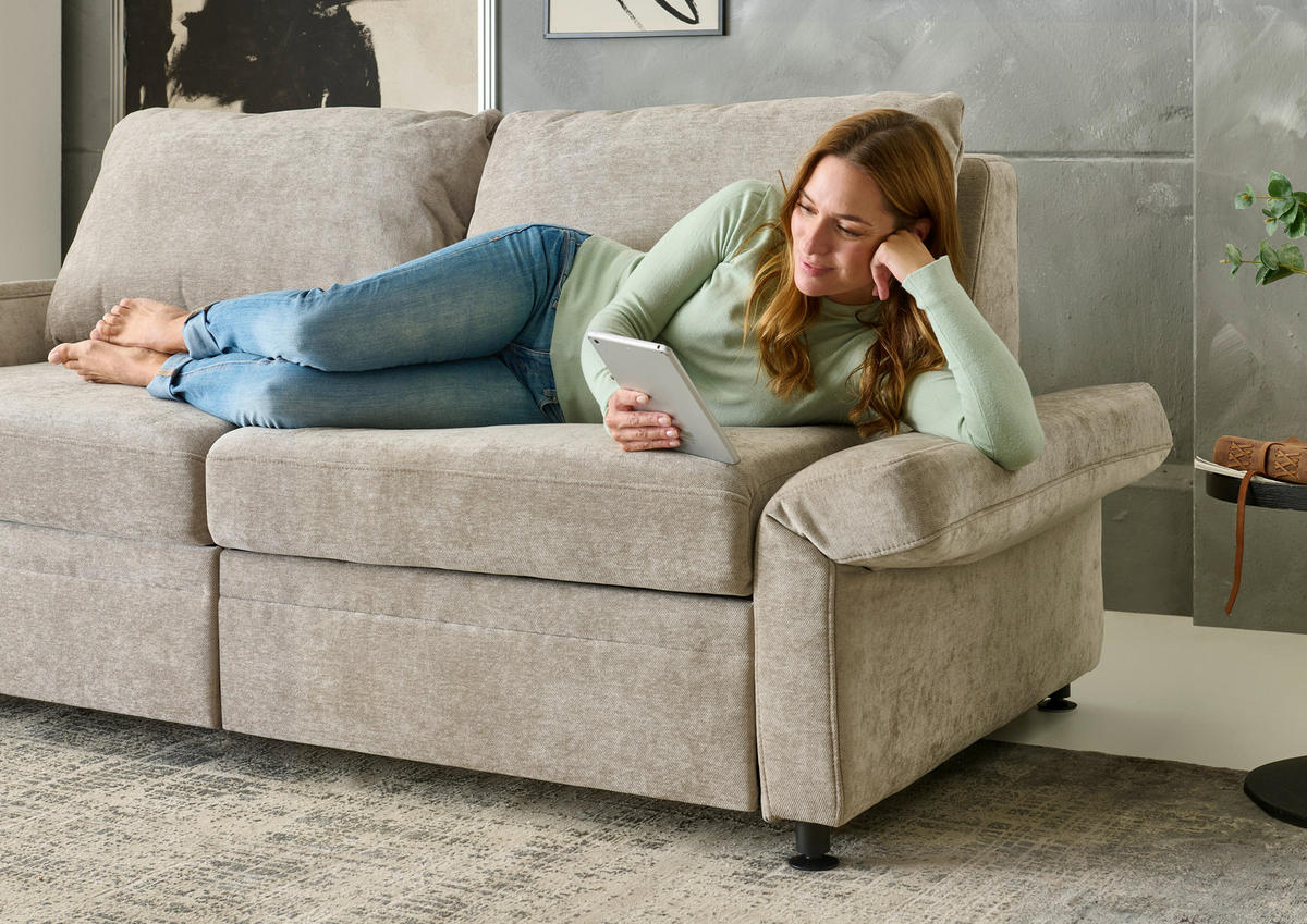 SCHLAFSOFA Chenille Hellbraun  - Hellbraun/Schwarz, KONVENTIONELL, Textil/Metall (186/90/100cm) - Beldomo Style