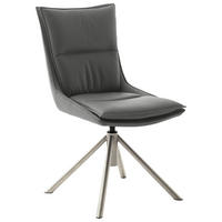 STUHL drehbar  Beinauswahl, Stoffauswahl, Sitzfläche 360° drehbar, automatische Rückholfunktion beschichtet, Mikrofaser  Anthrazit, Edelstahlfarben  - Edelstahlfarben/Anthrazit, Design, Textil/Metall (49/90/65cm) - Novel