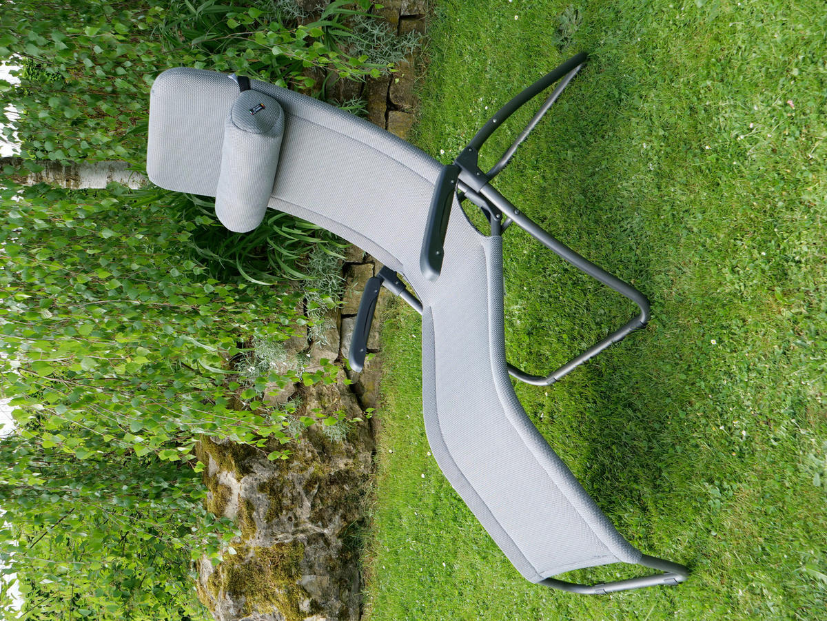 BÄDERLIEGE 69/118/185 cm  - Grau, KONVENTIONELL, Textil/Metall (69/118/185cm)