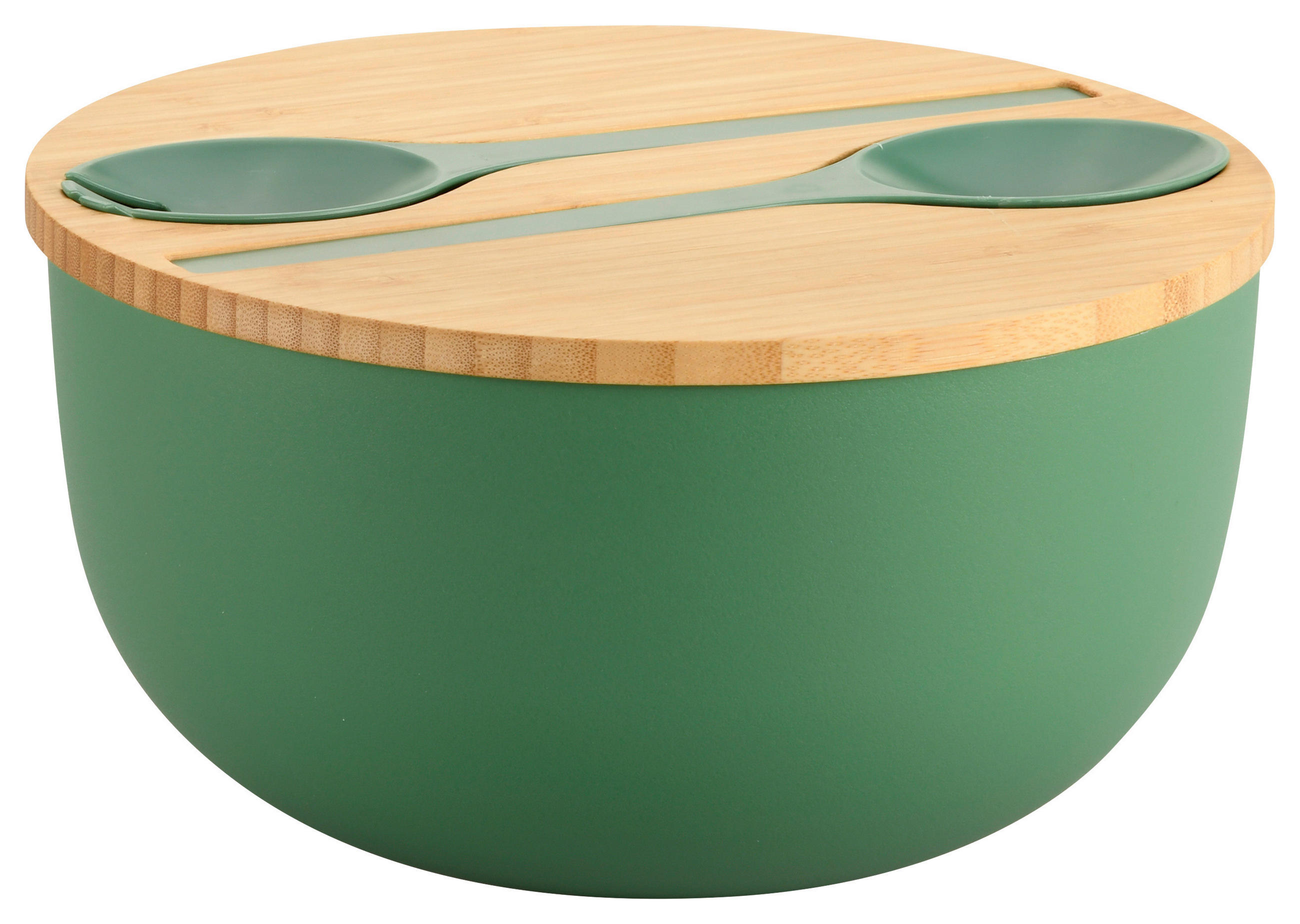 SALATSCHÜSSEL   - Hellbraun/Salbeigrün, Basics, Holz/Kunststoff (24/13/13cm) - Kesper