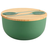 SALATSCHÜSSEL   - Hellbraun/Salbeigrün, Basics, Holz/Kunststoff (24/13/13cm) - Kesper