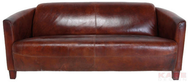 3-SITZER-SOFA Braun Echtleder  - Hellbraun/Braun, Design, Leder/Holz (176/70/83cm) - Kare-Design