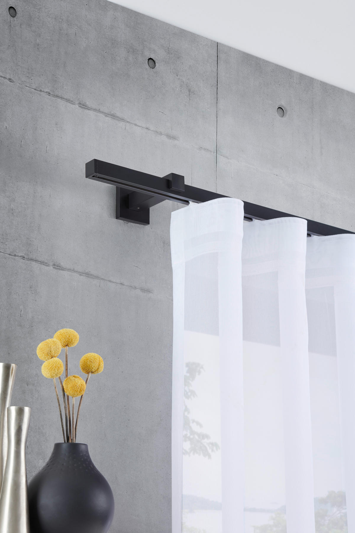 ZÁVESOVÁ TYČ S PRÍSLUŠENSTVOM 120 cm - čierna, Design, kov (120cm) - Homeware
