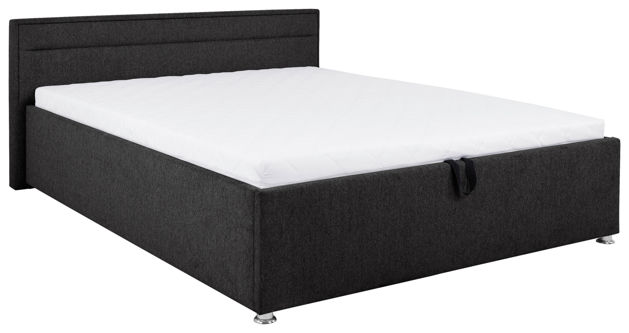 Thumbnail - Mid.you Polsterbett, Anthrazit, Textil, Birke, Buche, Sperrholz,Hartholz, H2, Höhe ca. 16 cm, 160x200 cm, Wendematratze,...