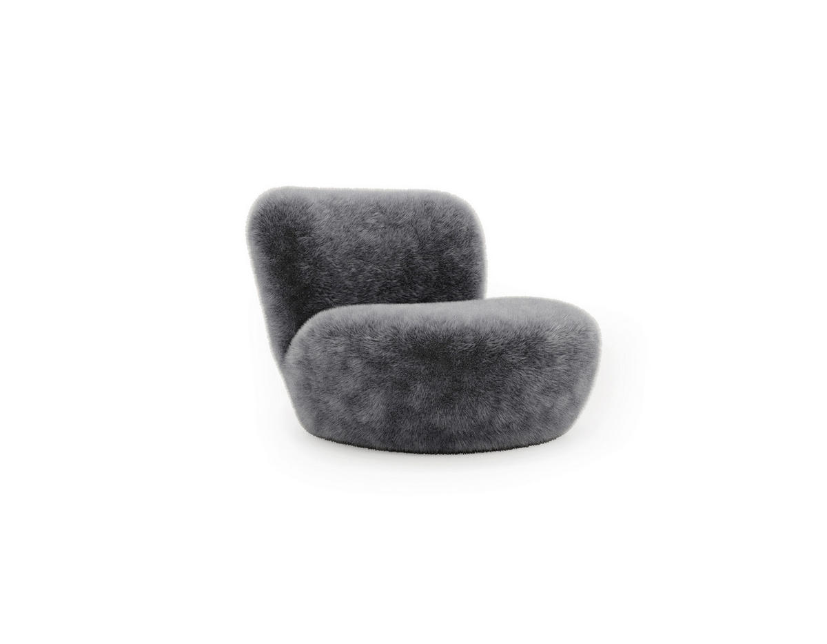 SESSEL Teddystoff Dunkelgrau  - Dunkelgrau/Schwarz, Design, Holz/Textil (76/70/70cm) - Livetastic