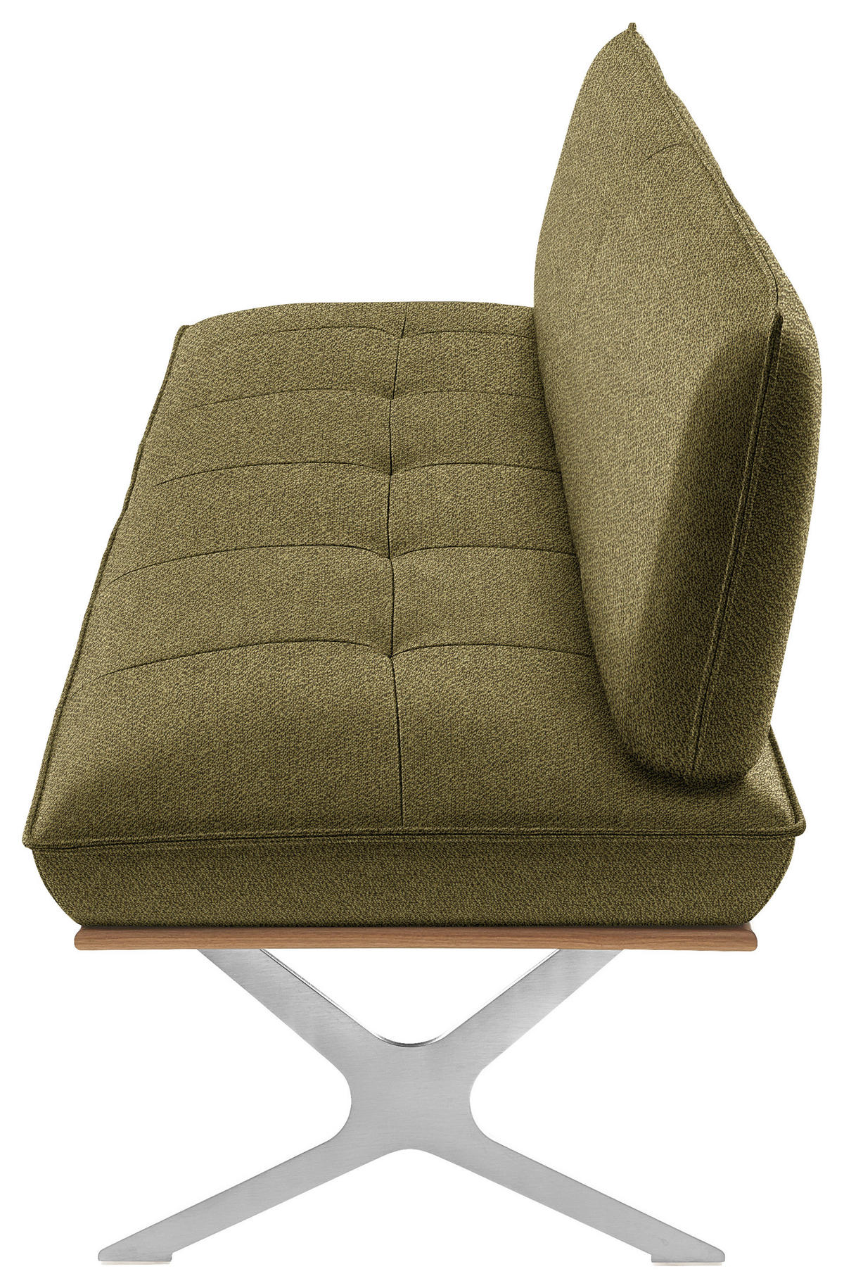 SITZBANK in Holz, Textil Grün, Nussbaumfarben, Nickelfarben  - Edelstahlfarben/Nussbaumfarben, Design, Holz/Textil (194/88/66cm) - Koinor