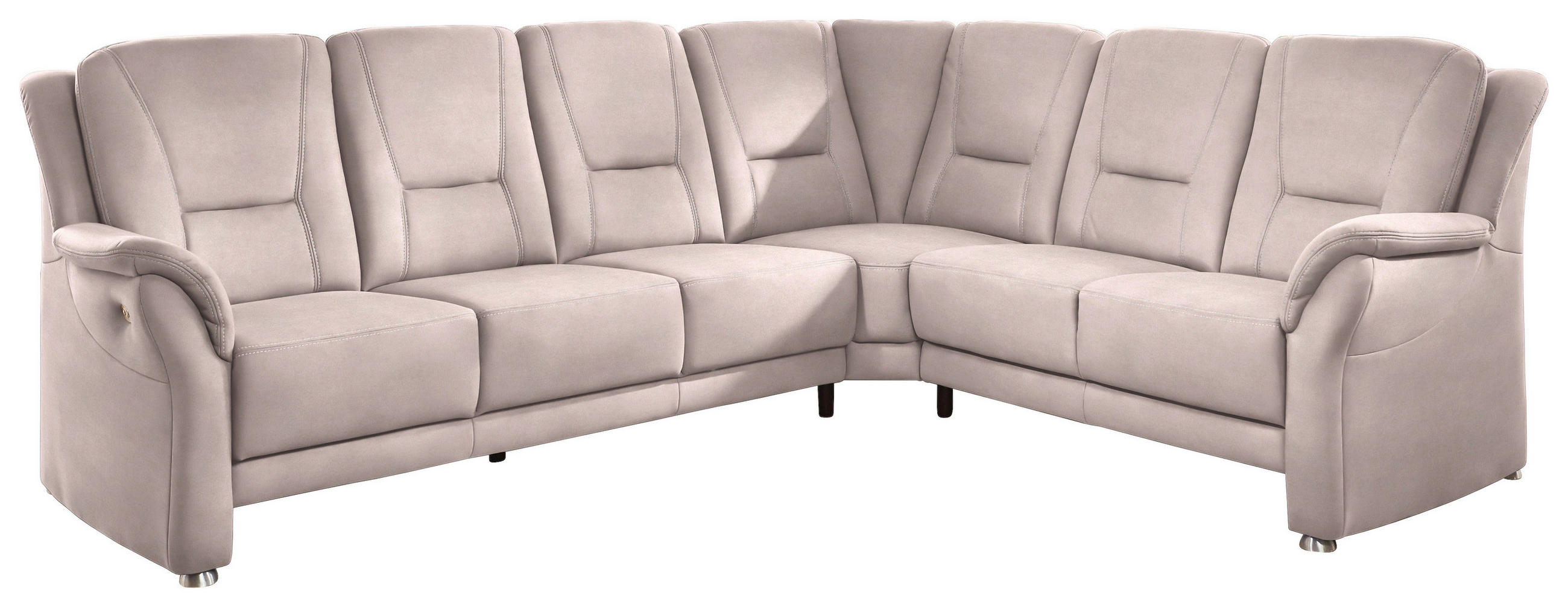 ECKSOFA in Mikrofaser Rosa  - Beige/Alufarben, Konventionell, Textil/Metall (275/223cm) - Beldomo Comfort