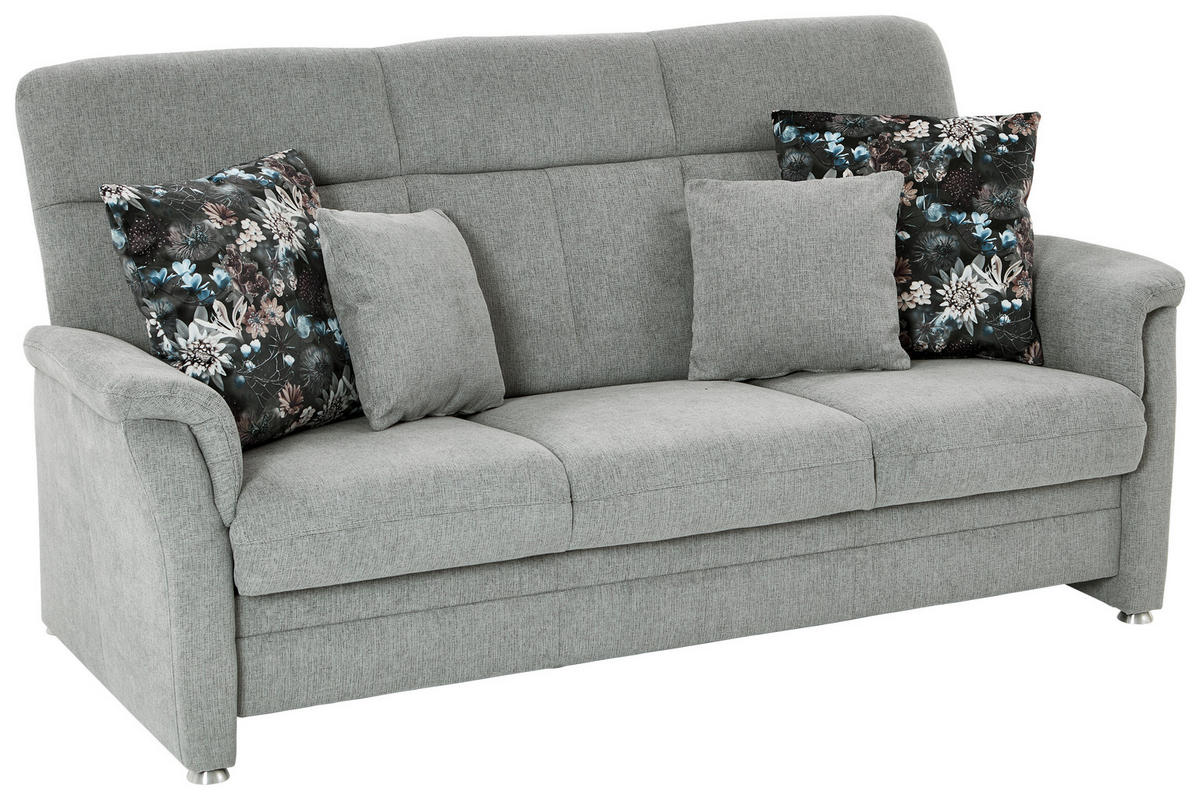 SITZGARNITUR Flachgewebe Hellgrau  - Hellgrau/Alufarben, KONVENTIONELL, Textil/Metall (142-194/100/89cm) - Beldomo Comfort