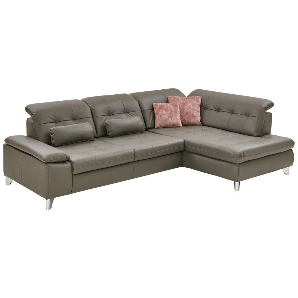 Thumbnail - Beldomo Speed Ecksofa Beldomo Premium, Grau, Leder, Echtleder, Rindleder, 4-5-Sitzer, Ottomane rechts, nicht einzeln ste...