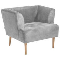 SESSEL in Plüsch Hellgrau  - Buchefarben/Hellgrau, Design, Holz/Textil (85/71/80cm) - MID.YOU