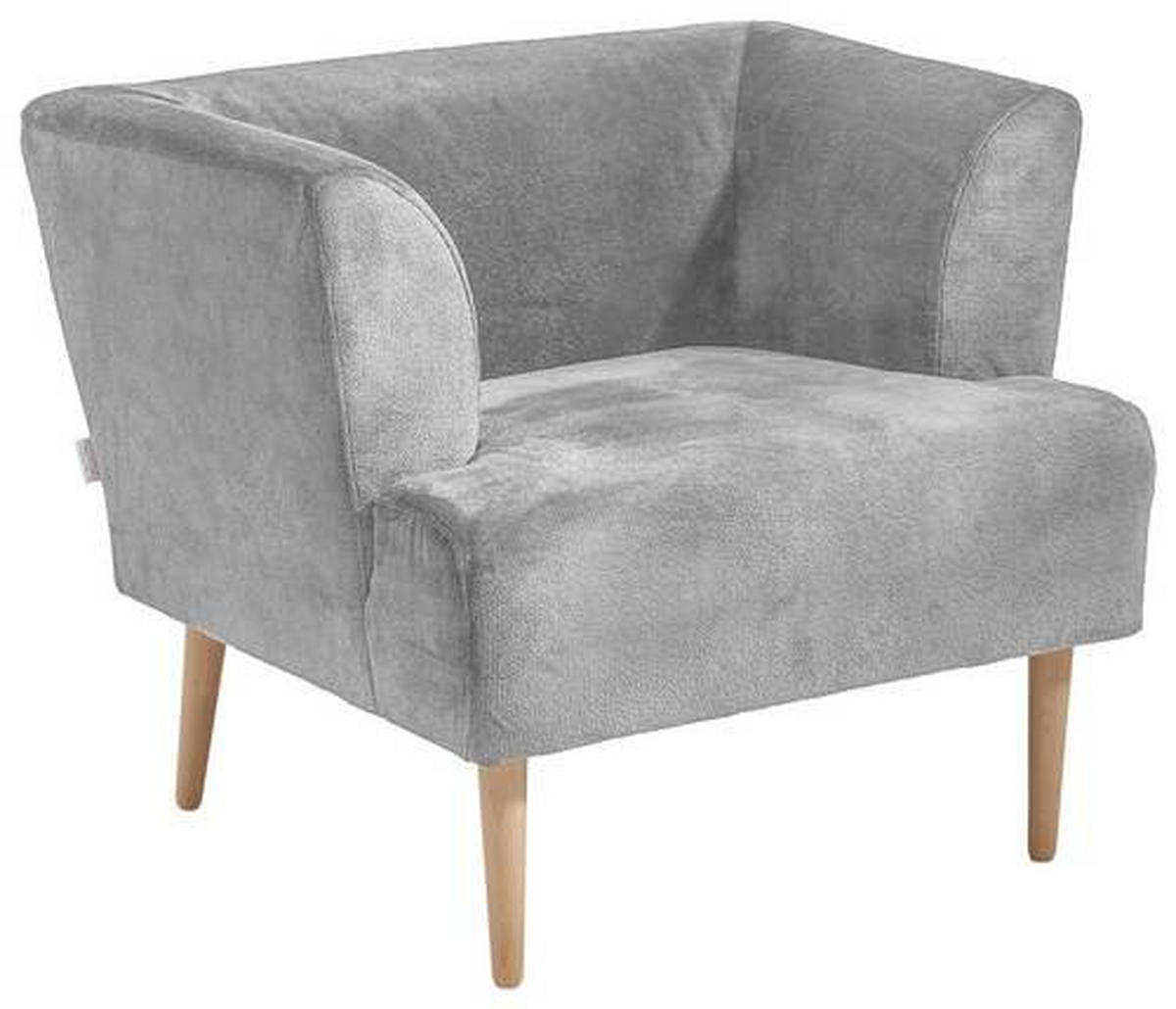 SESSEL in Plüsch Hellgrau  - Buchefarben/Hellgrau, Design, Holz/Textil (85/71/80cm) - MID.YOU