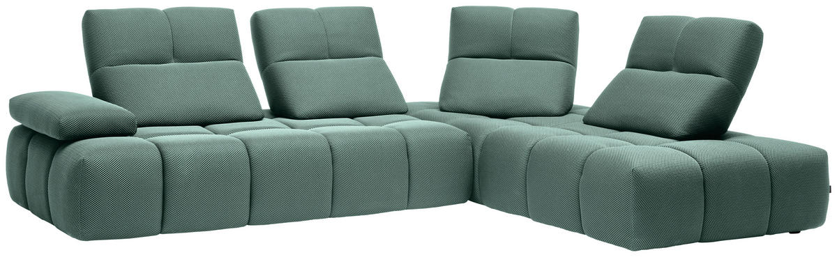 ECKSOFA in Struktur Hellblau  - Schwarz/Hellblau, Design, Kunststoff/Textil (313/233cm) - Emilio Belluti