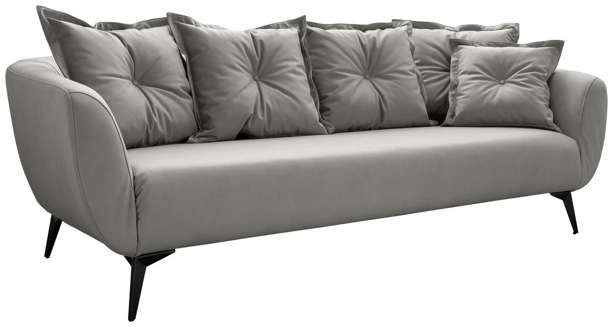 3-SITZER-SOFA Lederlook Grau  - Schwarz/Grau, MODERN, Textil/Metall (236/94/103cm) - Livetastic
