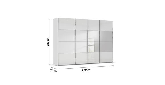 SCHWEBETÜRENSCHRANK 316/223/68 cm 4-türig Weiß, Seidengrau  - Chromfarben/Seidengrau, Design, Glas/Holzwerkstoff (316/223/68cm) - Novel