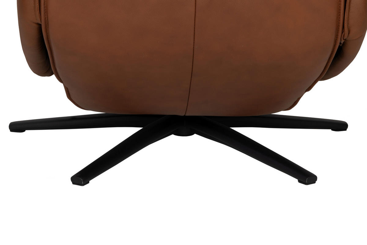 RELAXSESSEL Lederlook Echtleder    - Schwarz/Kupferfarben, Design, Leder/Holz (79/110/83cm) - Livetastic