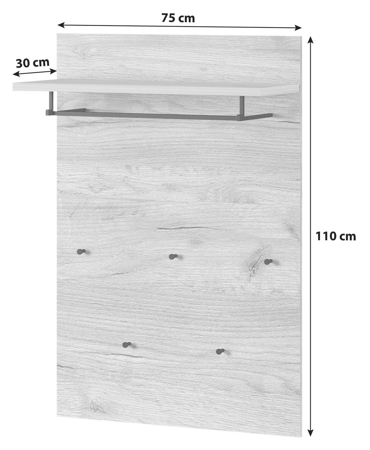 GARDEROBENPANEEL  in 75/110/30 cm  - Eichefarben, KONVENTIONELL, Holzwerkstoff (75/110/30cm) - Germania