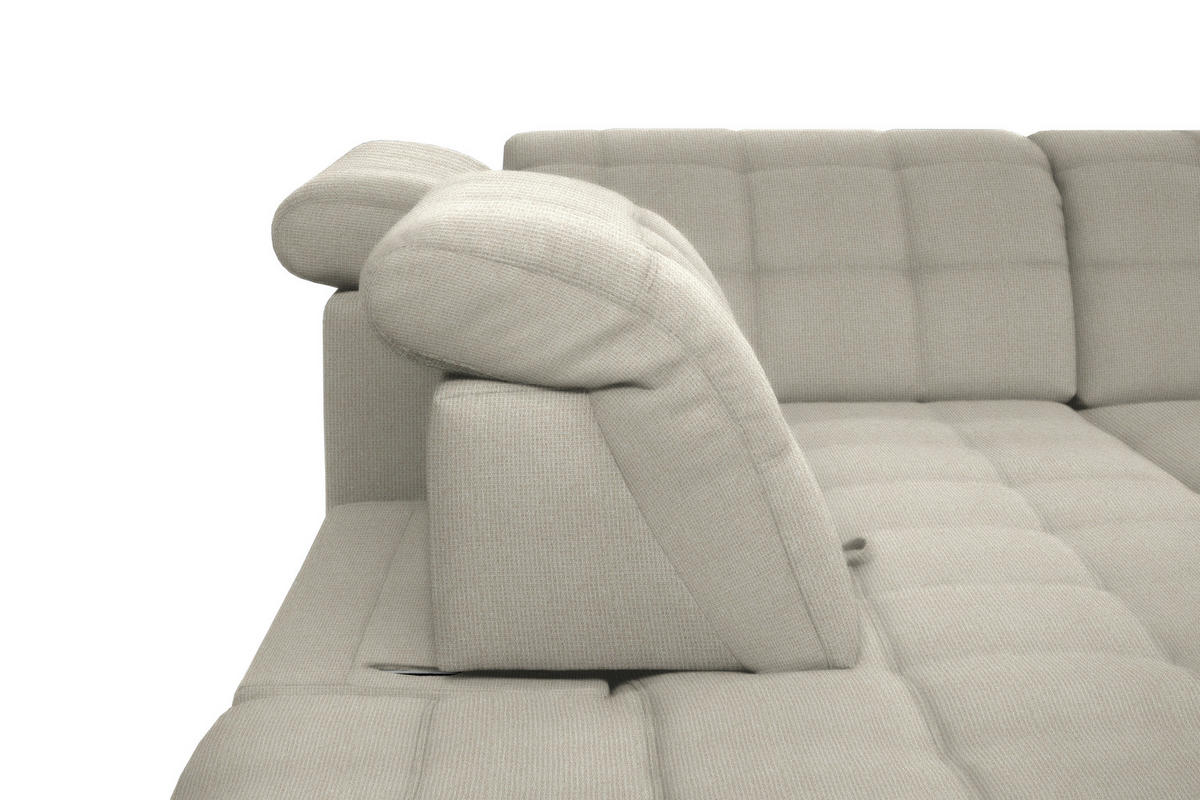 ECKSOFA in Webstoff Ecru  - Ecru/Schwarz, Design, Holz/Textil (297/216cm) - Xora