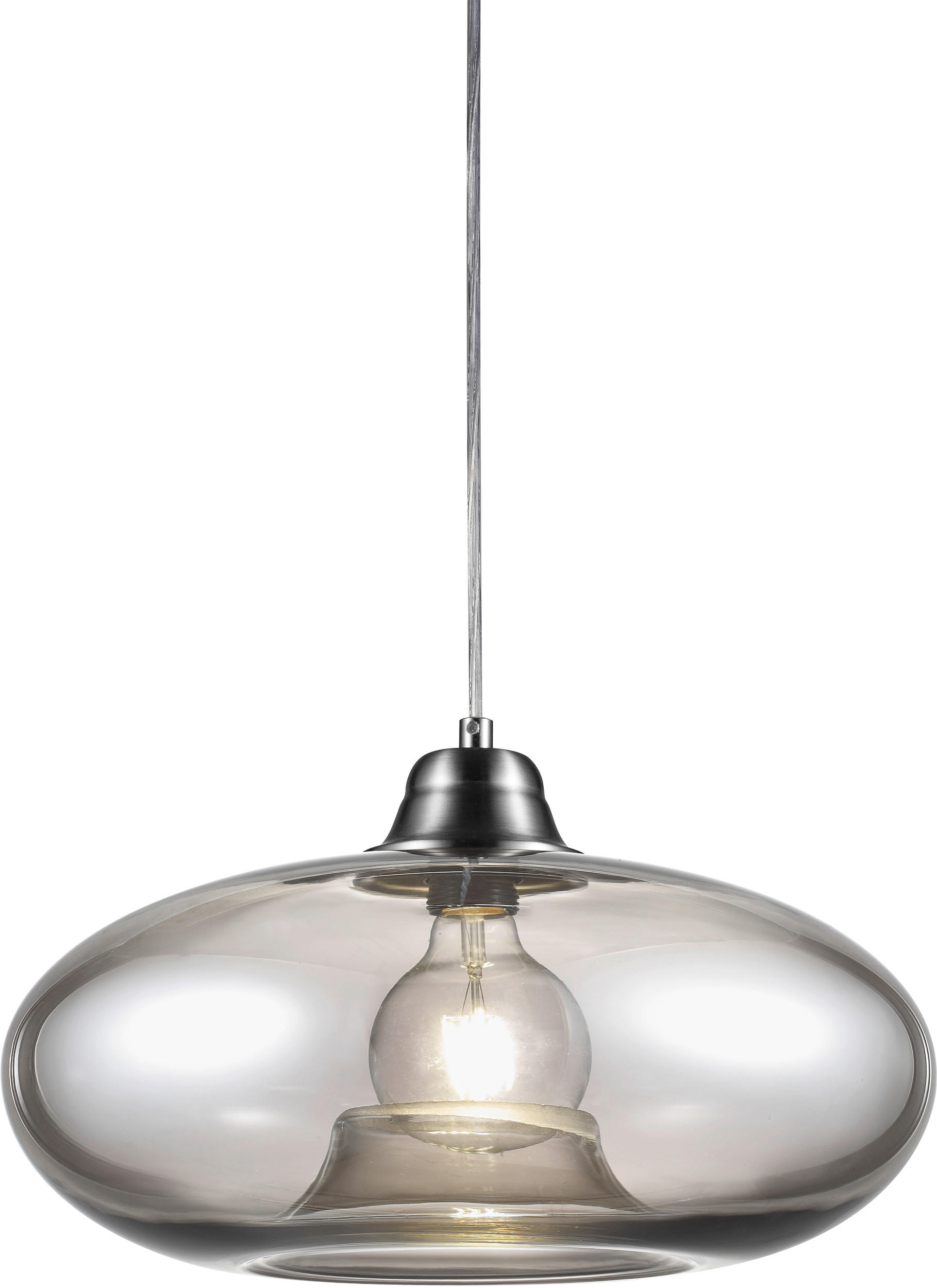 HÄNGELEUCHTE 40/150 cm    - Grau/Nickelfarben, Konventionell, Glas/Metall (40/150cm) - Globo