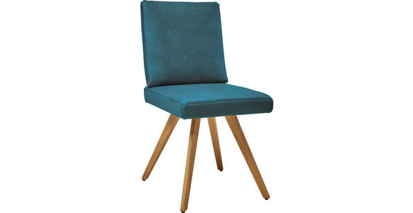STUHL in Mikrofaser Holz, Textil - Eichefarben/Petrol, Design, Holz/Textil (46/94/58cm) - Dieter Knoll