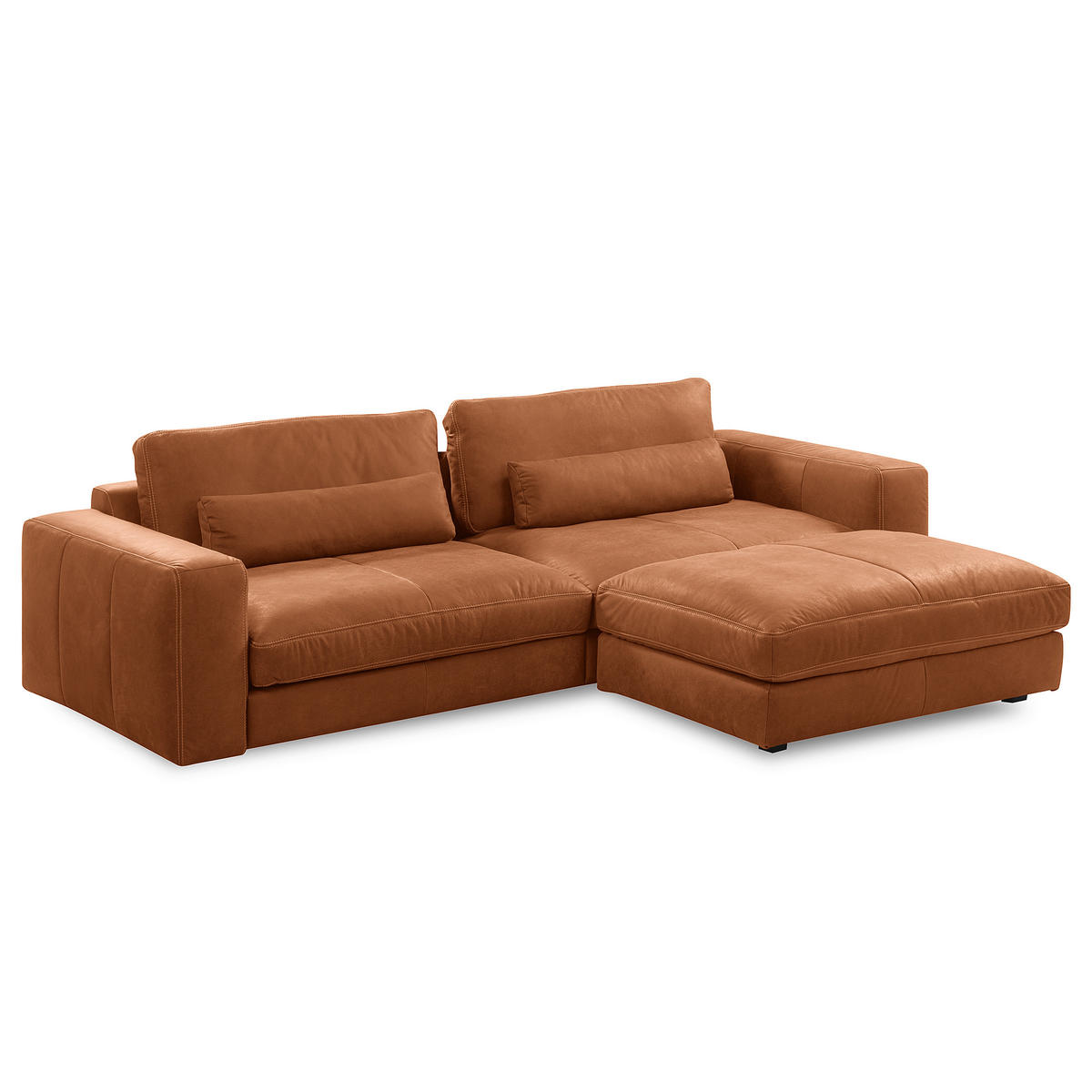 HOCKER in Leder Karamell  - Beige/Karamell, Design, Leder/Kunststoff (123/45/93cm) - Livetastic