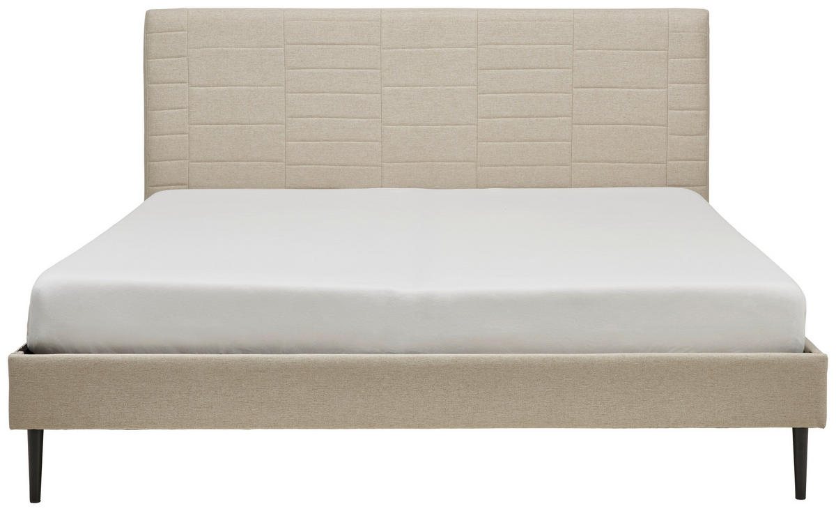 KÁRPITOZOTT ÁGY 180/200 cm  bézs  - bézs/natúr, Modern, textil/fa (180/200cm) - Livetastic