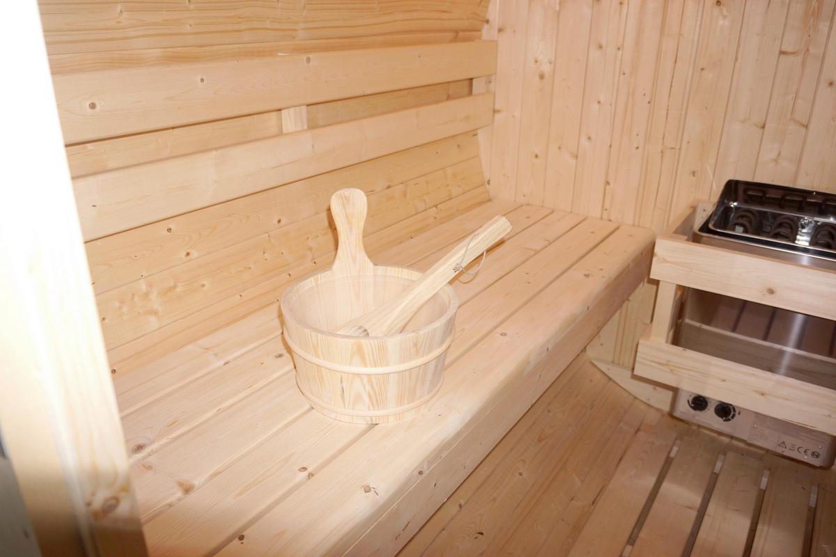 SAUNAFASS für 4 Personen Tromsö L  - Fichtefarben, KONVENTIONELL, Glas/Holz (189/180/191,5cm) - Sanotechnik