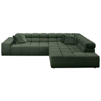 ECKSOFA Olivgrün Feincord  - Schwarz/Olivgrün, Design, Kunststoff/Textil (319/215cm) - Hom`in