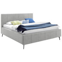POLSTERBETT 180/200 cm  Hellgrau  - Weiss/Birkefarben, Konventionell, Holz/Textil (180/200cm) - Boxxx